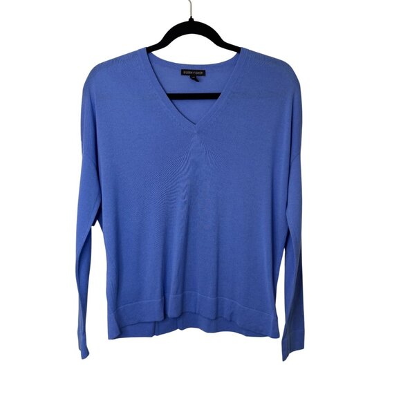 Eileen Fisher blue oversized V-neck tunic sweater size XXS - Picture 3 of 7